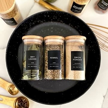 Quart Pint 160 Spice Jar Labels Minimalist Waterproof Stickers