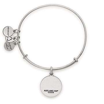 Alex and Ani Expandable Wire Bangle Bracelet for Women, Always in My Heart Charm, Rafaelian Silver Finish, 2 to 3.5 inches