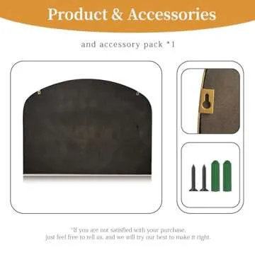 BAODANFU Vanity Mirror for Bedroom, 35" x 28" Large Arch Vintage Gold Wall Mirror, Beaded Frame Decorative Accent Mirrors for Washroom, Living Room, Entryway, Bathroom, Fireplace