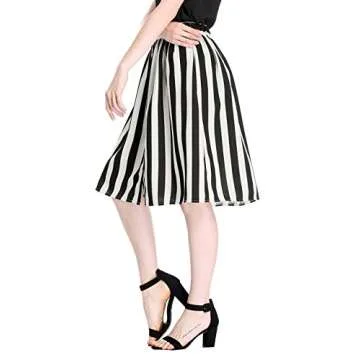 Allegra K Women's Striped A-Line Midi Skirt - Elegant Comfort
