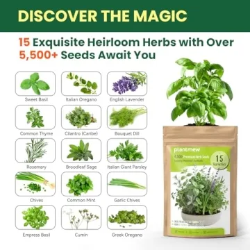 Herb Seeds 15-Pack – 4,500+ Non-GMO Heirloom Seeds for Planting – Indoor & Outdoor Herb Garden K...