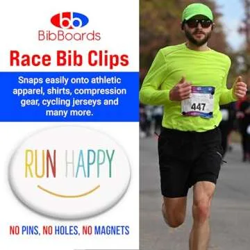 bibSNAPS Race Bib Clips - Safety Lock Fasteners - Secures Running, Marathon, Cycling and Event Numbe...