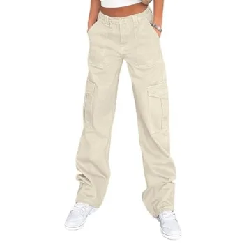 Lepunuo Women’s High Waisted Cargo Pants - Trendy Y2K Baggy Style