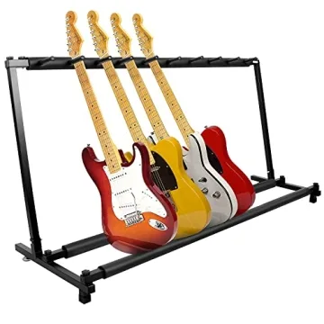 Kuyal Guitar Stand - Portable Multi-Guitar Display Rack, Holds 9 - Black