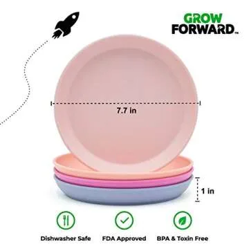Grow Forward Bamboo Kids Plates & Bowls - Eco-Friendly Set