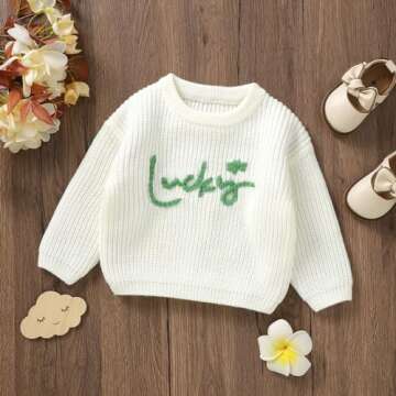 YINGISFITM Oversized Knit Sweater for Babies - Adorable St. Patrick's Day Outfit