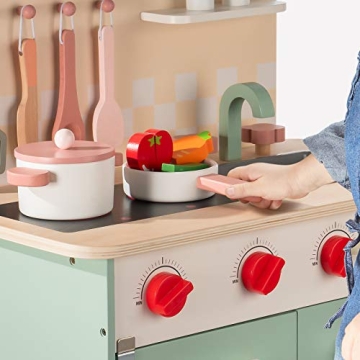 ROBUD Kids Wooden Kitchen Playset for Imaginative Play