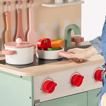 ROBUD Kids Wooden Kitchen Playset for Imaginative Play