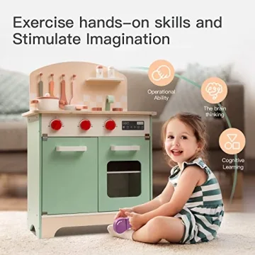 ROBUD Kids Wooden Kitchen Playset for Imaginative Play