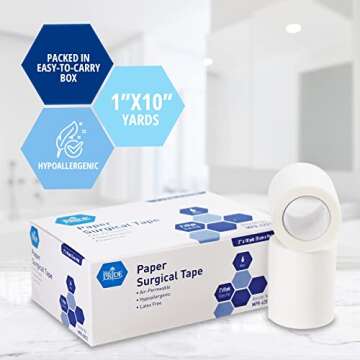 MED PRIDE Paper Medical Tape 2 Inch X 10 Yards (Pack of 6), Hypoallergenic Latex-Free, Breathable Surgical Tape for Sensitive Skin, Hospital Grade