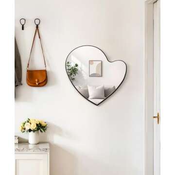 Maxpeuvon Mirror for Wall, Heart Irregular Mirror Hanging Wavy Asymmetrical Home Decor Wall Mount De...
