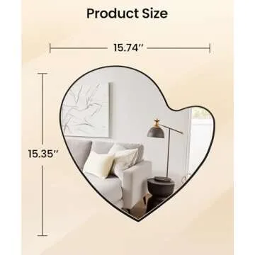 Maxpeuvon Mirror for Wall, Heart Irregular Mirror Hanging Wavy Asymmetrical Home Decor Wall Mount Decorative Mirror for Vanity Living Room Bedroom Entryway Hallway, 15"×15"