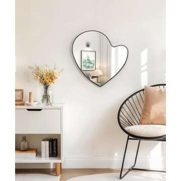 Maxpeuvon Mirror for Wall, Heart Irregular Mirror Hanging Wavy Asymmetrical Home Decor Wall Mount Decorative Mirror for Vanity Living Room Bedroom Entryway Hallway, 15"×15"