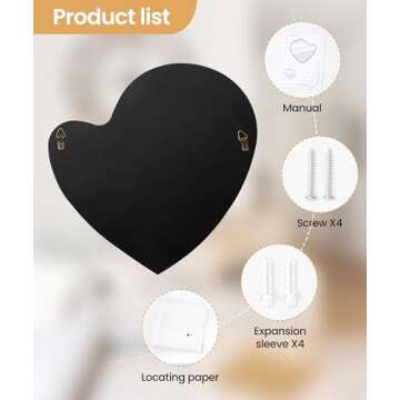 Maxpeuvon Mirror for Wall, Heart Irregular Mirror Hanging Wavy Asymmetrical Home Decor Wall Mount Decorative Mirror for Vanity Living Room Bedroom Entryway Hallway, 15"×15"