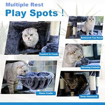 NEGTTE Cat Tree for Indoor Cats- Multi-Level Cat Tree for Big Cats -Cat Condo Big - Cat Climbing Tow...
