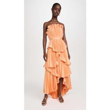 AMUR Women's Janey Tiered Shell Midi Dress, Sweet Peach