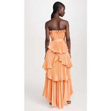 AMUR Women's Janey Tiered Shell Midi Dress, Sweet Peach