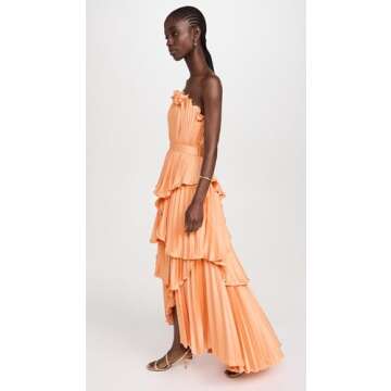 AMUR Women's Janey Tiered Shell Midi Dress, Sweet Peach