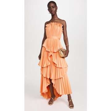 AMUR Women's Janey Tiered Shell Midi Dress, Sweet Peach