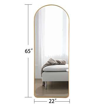 KIAYACI Arched Full Length Mirror Floor Mirror with Stand Bedroom Dressing Mirror Full Body Wall Mirror (Gold, 65" x 22")