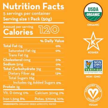 Sunny Fruit Soft Organic Turkish Dried Apricots - Healthy Snack | 5 Portion Packs