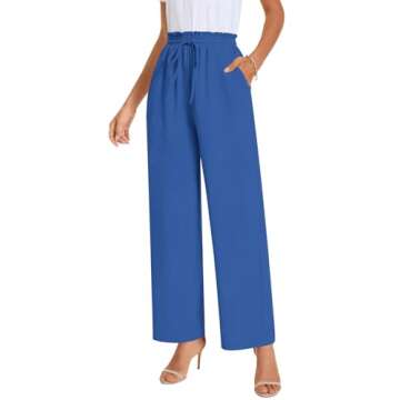 Bestbee Womens Business Casual Pants, Loose Fit Long Trousers 2025 Spring High Waist Waffle Knit Swe...