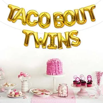 PartyForever Gold TACO BOUT TWINS Balloons Banner