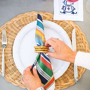 LogHog Bamboo Napkin Rings Set of 4 for Elegant Dining