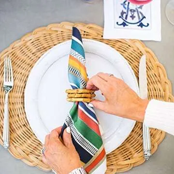 LogHog Bamboo Napkin Rings Set of 4 for Elegant Dining