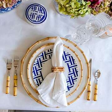 LogHog Bamboo Napkin Rings Set of 4 for Elegant Dining