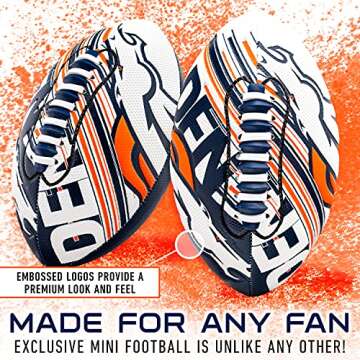 Franklin Sports NFL Denver Broncos Football - Youth Mini Football - 8.5" Junior Size Ball - SPACELAC...