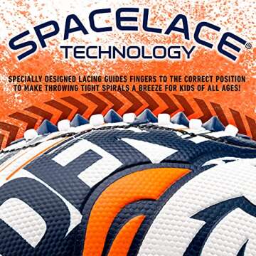 Franklin Sports NFL Denver Broncos Football - Youth Mini Football - 8.5" Junior Size Ball - SPACELACE Easy Grip Texture- Perfect for Kids