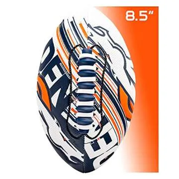 Franklin Sports NFL Denver Broncos Football - Youth Mini Football - 8.5" Junior Size Ball - SPACELACE Easy Grip Texture- Perfect for Kids