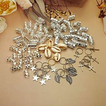 100 Pieces Hair Jewelry for Women Braids, 20 Pieces Loc Jewelry Accessories for Braiding Hair, Big Silver Braids Hair Rings for Dreadlocks Braiding Hair