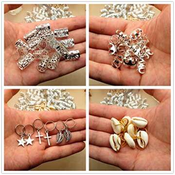 100 Pieces Hair Jewelry for Women Braids, 20 Pieces Loc Jewelry Accessories for Braiding Hair, Big Silver Braids Hair Rings for Dreadlocks Braiding Hair