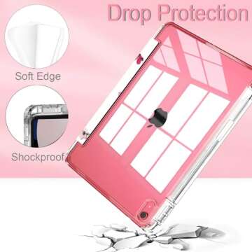 Feams iPad Case A16 11 Inch with Slim Clear Back and Pencil Holder