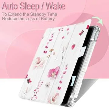 Feams iPad Case A16 11 Inch with Slim Clear Back and Pencil Holder