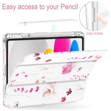 Feams iPad Case A16 11 Inch with Slim Clear Back and Pencil Holder