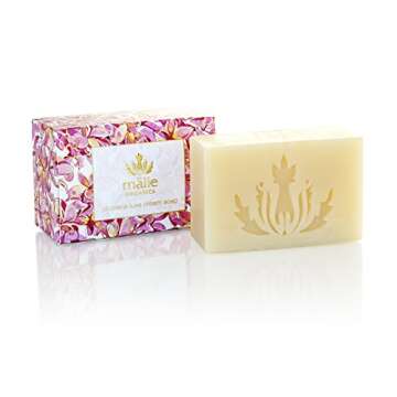 Malie Organics' Plumeria Moistuirizing Luxe Cream Soap Bar with Coconut & Olive Oils and Cocoa Seed Butter. 4 Fl Oz.