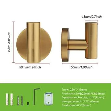 TUNNY 3 Pack Round Bathroom Towel Hooks for Home Organization
