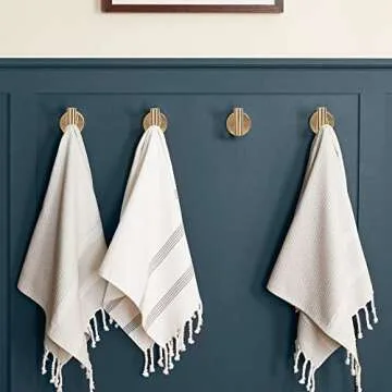 TUNNY 3 Pack Round Bathroom Towel Hooks in Champagne Gold