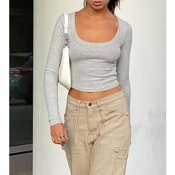 Women Square Neck Knit Crop Shirt - Stylish Casual Blouse