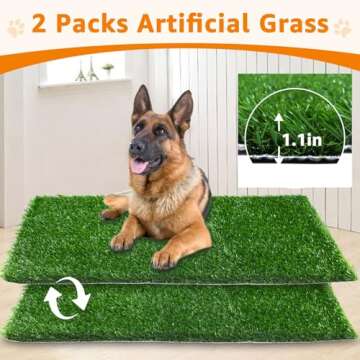 LOOBANI 35x23in Large Dog Grass Potty Tray - Dog Litter Box with 2 Pack Replacement Artificial Grass...