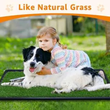 LOOBANI 35x23in Large Dog Grass Potty Tray - Dog Litter Box with 2 Pack Replacement Artificial Grass Puppy Training Pads, Quickly Absorbency Portable Dog Patio Potty for Balcony Apartment Use