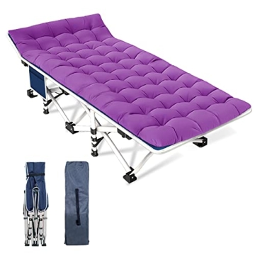 GETOVIN Camping Cot with Comfortable Mattress Cots for Sleeping Easy to Setup Sturdy Camping Bed Fol...