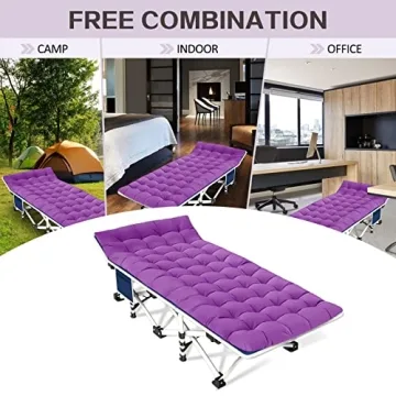 GETOVIN Camping Cot with Comfortable Mattress Cots for Sleeping Easy to Setup Sturdy Camping Bed Folding Cot Guest Bed with Carry Bag