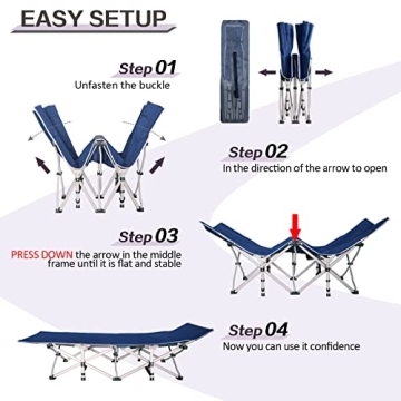 GETOVIN Camping Cot with Comfortable Mattress Cots for Sleeping Easy to Setup Sturdy Camping Bed Folding Cot Guest Bed with Carry Bag