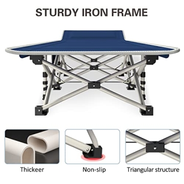 GETOVIN Camping Cot with Comfortable Mattress Cots for Sleeping Easy to Setup Sturdy Camping Bed Folding Cot Guest Bed with Carry Bag