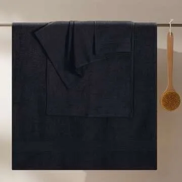 GLAMBURG Ultra Soft 8-Piece Towel Set - 100% Pure Ringspun Cotton, Contains 2 Oversized Bath Towels 27x54, 2 Hand Towels 16x28, 4 Wash Cloths 13x13 - Ideal for Everyday use, Hotel & Spa - Black