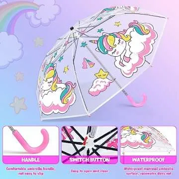 EAONE Kids Umbrella - Clear Windproof Auto Open Design